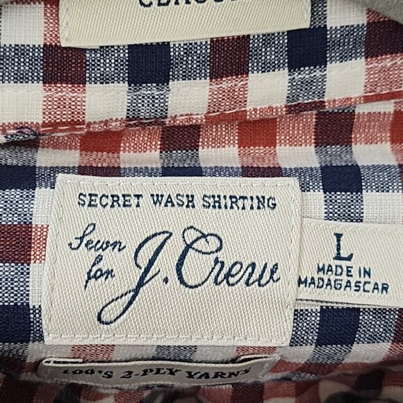 J. Crew Red Navy Gingham Checks 100% Cotton Button Front Shirt - Picture 4 of 5